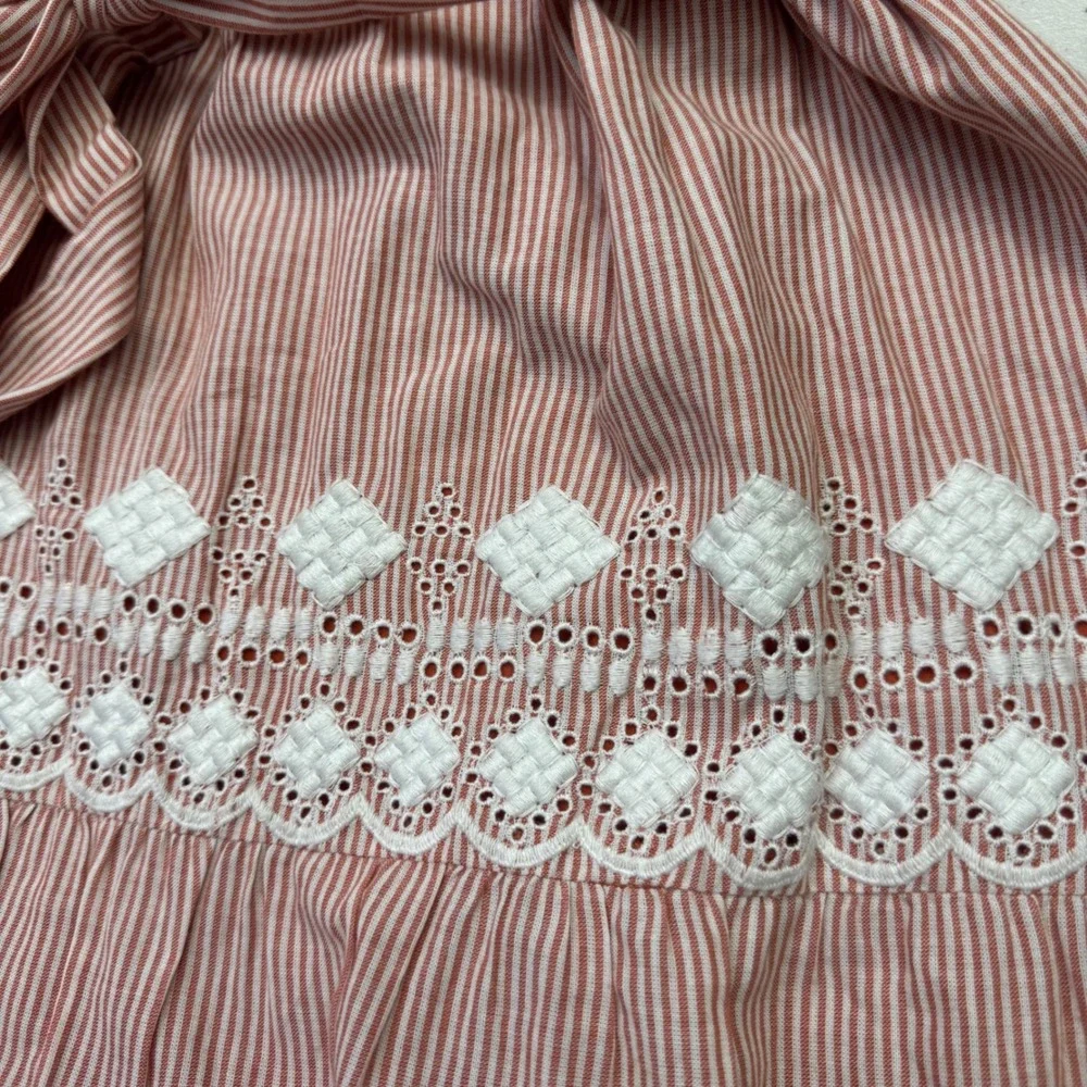 Tularosa Midi Dress Medium Lana Rust Stripe Boho Off Shoulder Peasant Ren Faire